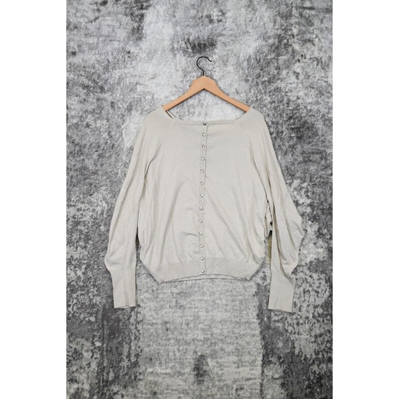 All Saints Gray Knit Cowl Snap Back Drape Sweater Size US 8 UK 12 - Picture 3 of 9